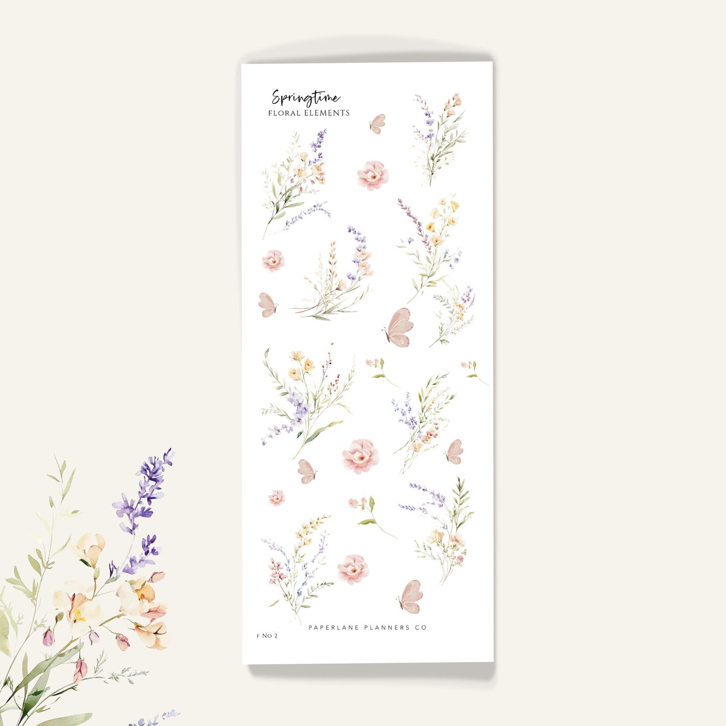 A sheet of floral deco stickers with various flowers - Paperlane Planners Co