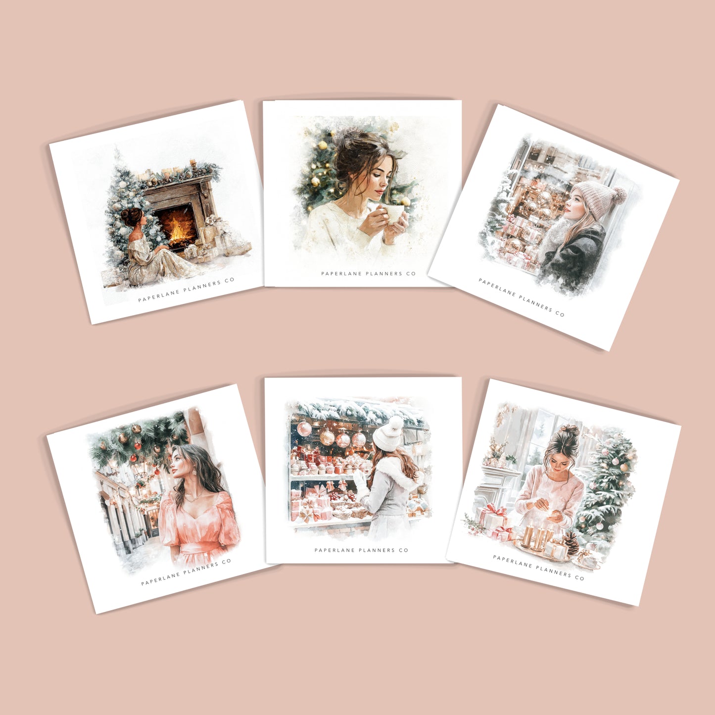 Set of six Christmas themed stickers - Paperlane Planners `Co