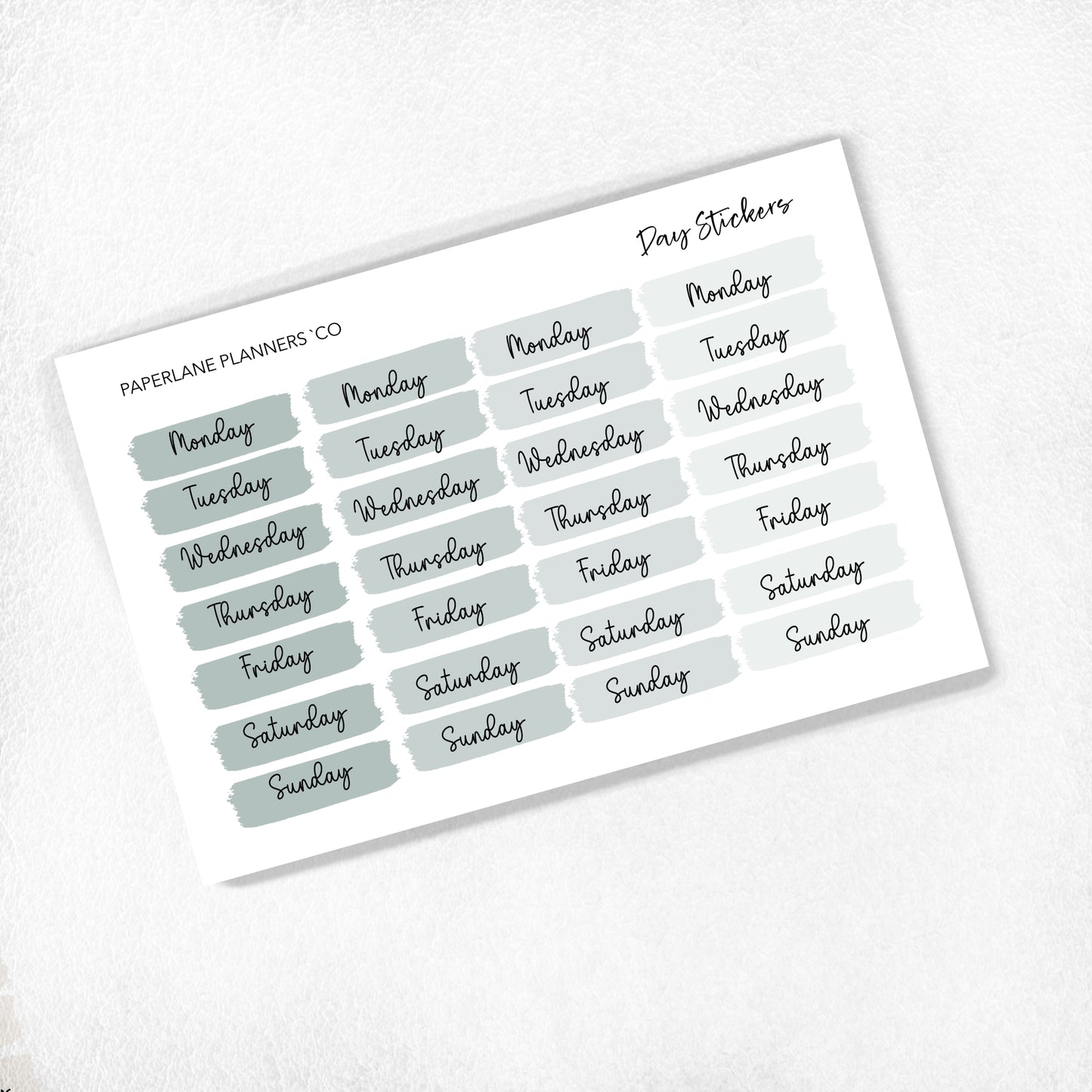 Script Functional Days of Week Stickers 