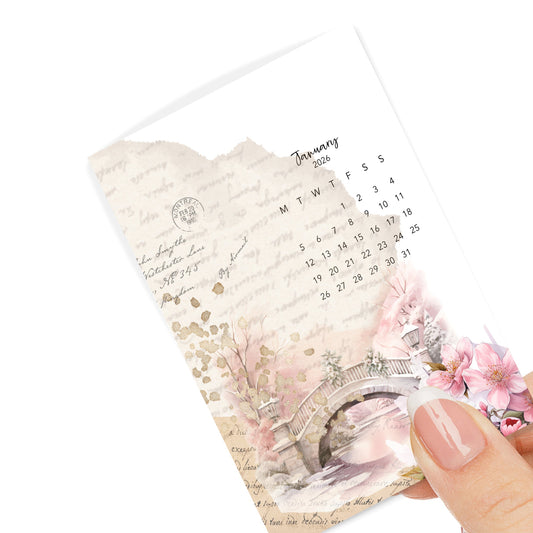 January 2026 planner dashboard with vintage-style design on a white background. Planner Dashboard | Vintage Theme | Planner Inserts | A5 A6 | Pocket Personal Planner Dashboards | Planner Dividers | HP Mini & Classic - Paperlane Planner Co