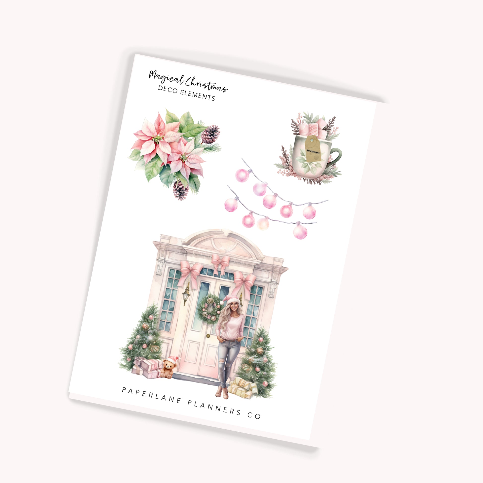 Set of 4 Christmas themed transparent washi sticker sheets- Paperlane Planners `Co