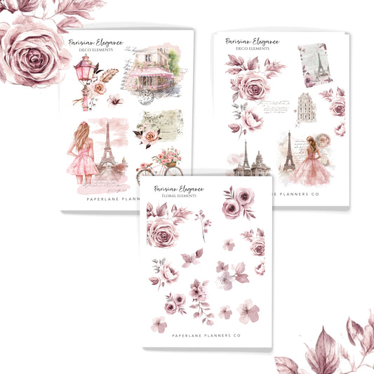 French themed journal sticker kit