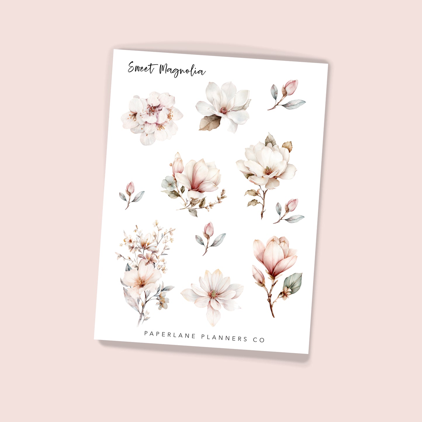Magnolia floral sticker sheet - Paperlane Planners Co