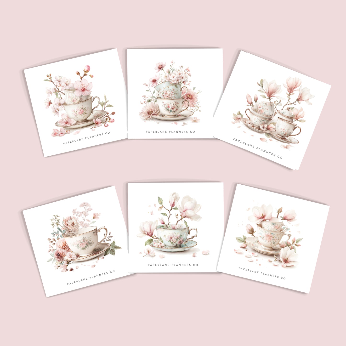 Set of six large floral deoc stickers - Paperlane Planners Co