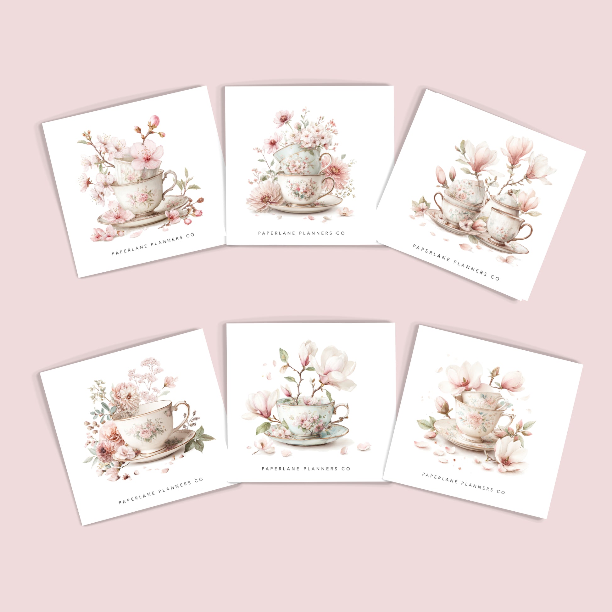 Set of six large floral deoc stickers - Paperlane Planners Co