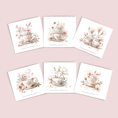 Set of six large floral deoc stickers - Paperlane Planners Co