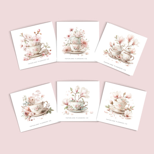 Set of six large floral deoc stickers - Paperlane Planners Co